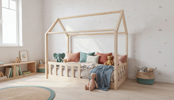Łóżko domek LULLU – niskie nóżki