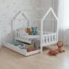 Łóżko domek LULLU - wysokie nóżki z szufladą