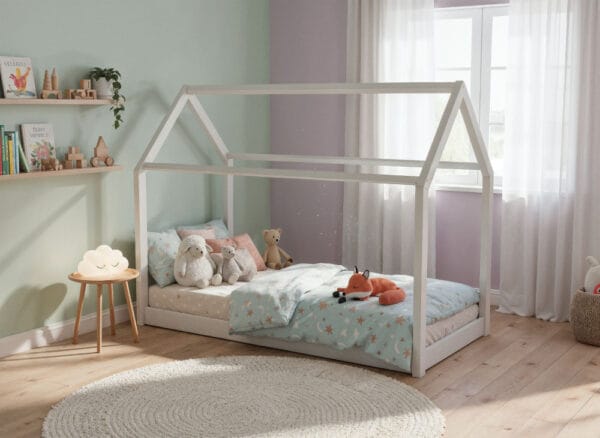 Łóżko-domek-NUNU-na-niskich-nóżkach-klasyczne Łóżko dziecięce domek NUNU – niskie nóżki