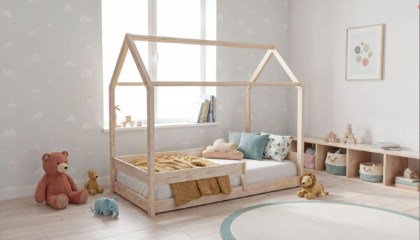 MIMI-łóżko-domek-niskie-nożki-naturaklne-lewek Łóżko domek MIMI - niskie nóżki
