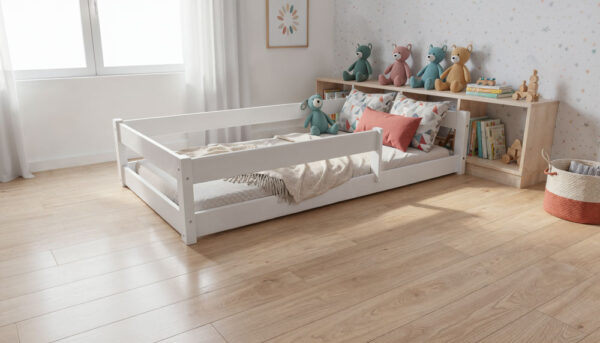 MIMI-łózko-nieksie-białe-misie-na-komopdzie Łóżko dziecięce MIMI – niskie nóżki