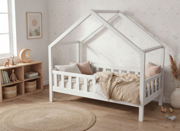Łóżko domek LULLU - wysokie nóżki, szeroki dach