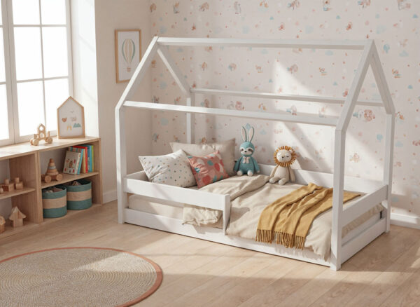 mimi-łózko-domek-na-niskich-nózkach-niałe-królik-i-lew Łóżko domek MIMI - niskie nóżki