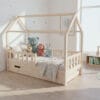 BUBU-łózko-doemk-wysokie-nózki-z-szuflada-na-materac-kolor-naturalny Łóżko domek BUBU - wysokie nóżki z szufladą