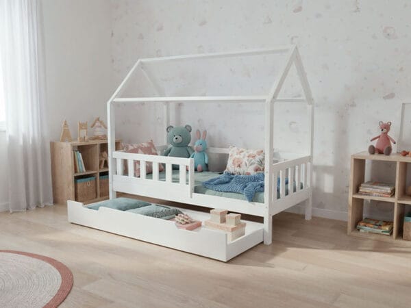 Łóżko domek BUBU - wysokie nóżki z szufladą